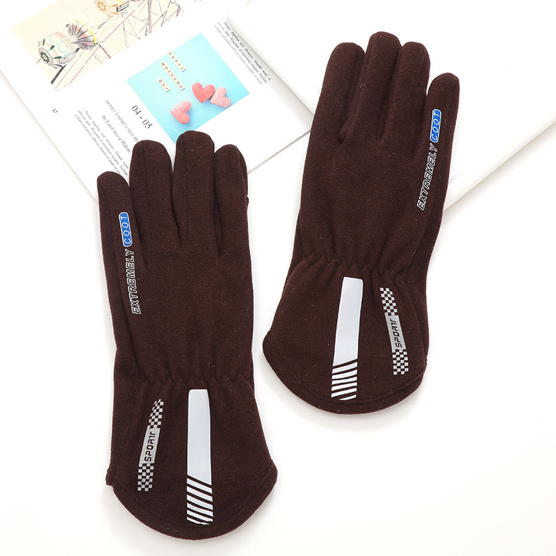 Student Outdoor Sports Non-Slip Warm Gloves Touch Screen Plus Fleece Windproof Riding Outside Plus Long Finger Gloves Specification drawing