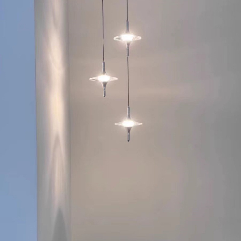 水晶楼梯吊灯现代简约高级感轻奢过道走廊星雨餐厅卧室床头吊灯