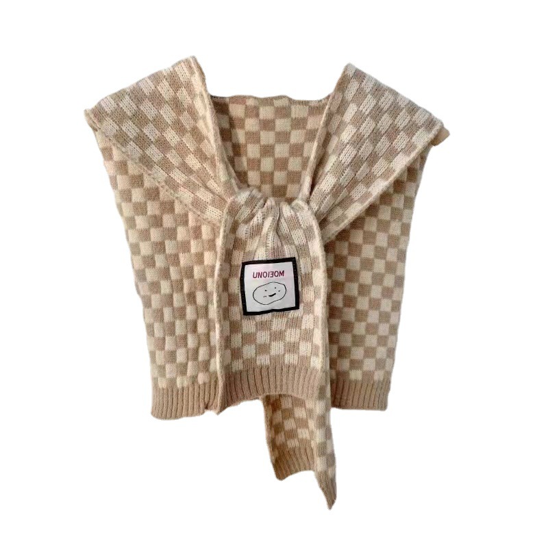 Primavera/otoño moda tablero cuello falso chales mujer verano aire acondicionado exterior de la habitación tirantes punto nudo bufanda cuello Item Picture