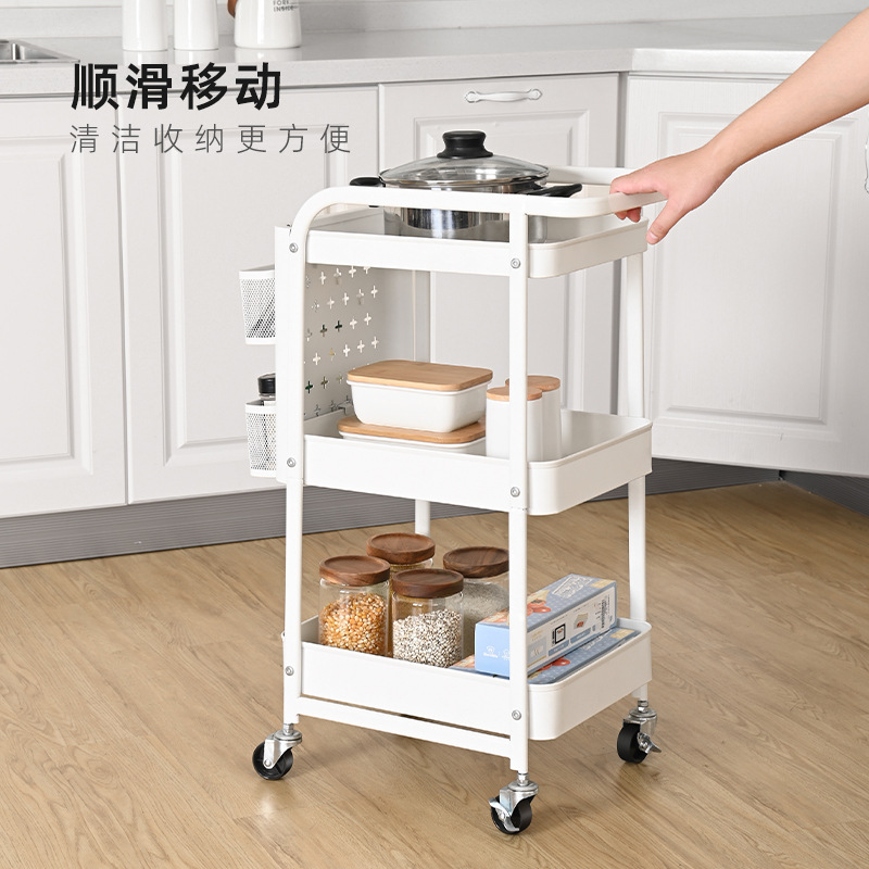 Cavity Plate Trolley Storage Rack Metal Kitchen Storage Rack Simple Storage Easy Operation White Trolley details Picture