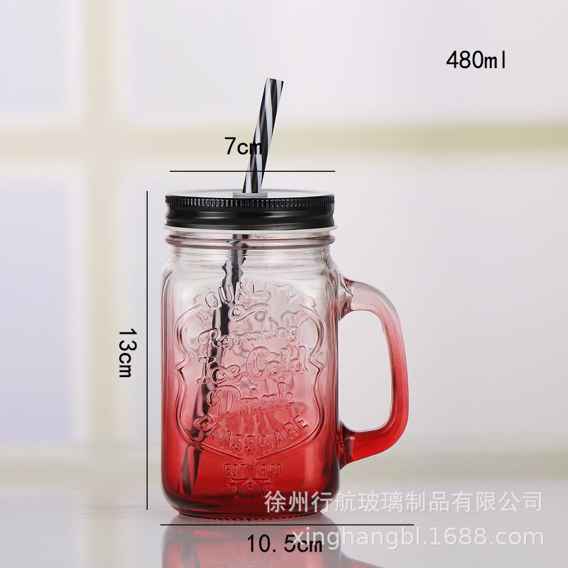 Gradient Handle Cup Personalized Juice Drink Bottle With Lid Mason Creative Lemonade Cup With Straw Rooster Cup Application Scenario
