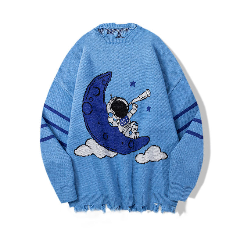 QYXR sweaters - a versatile and casual Hong Kong-style cartoon sweater for couples in autumn and winter, a unique trend for both men and women Specification image