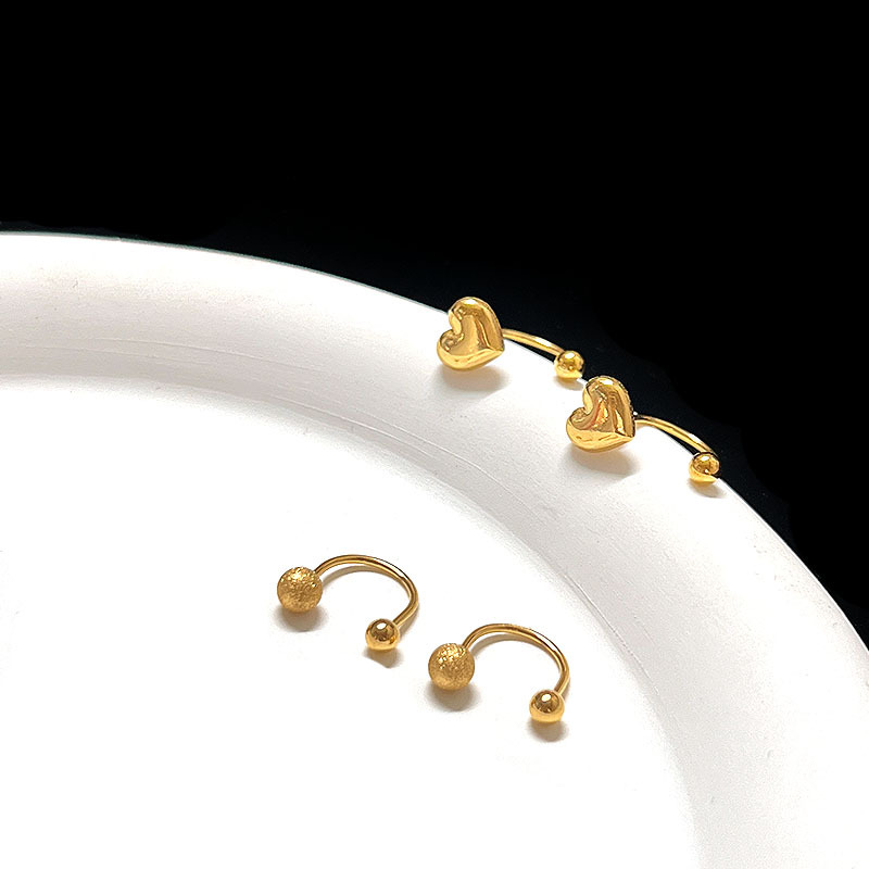 Cross-border Amazon matte geometric circular high-end C-shaped ear stud, simple spiral design U-shaped ear stud details Picture