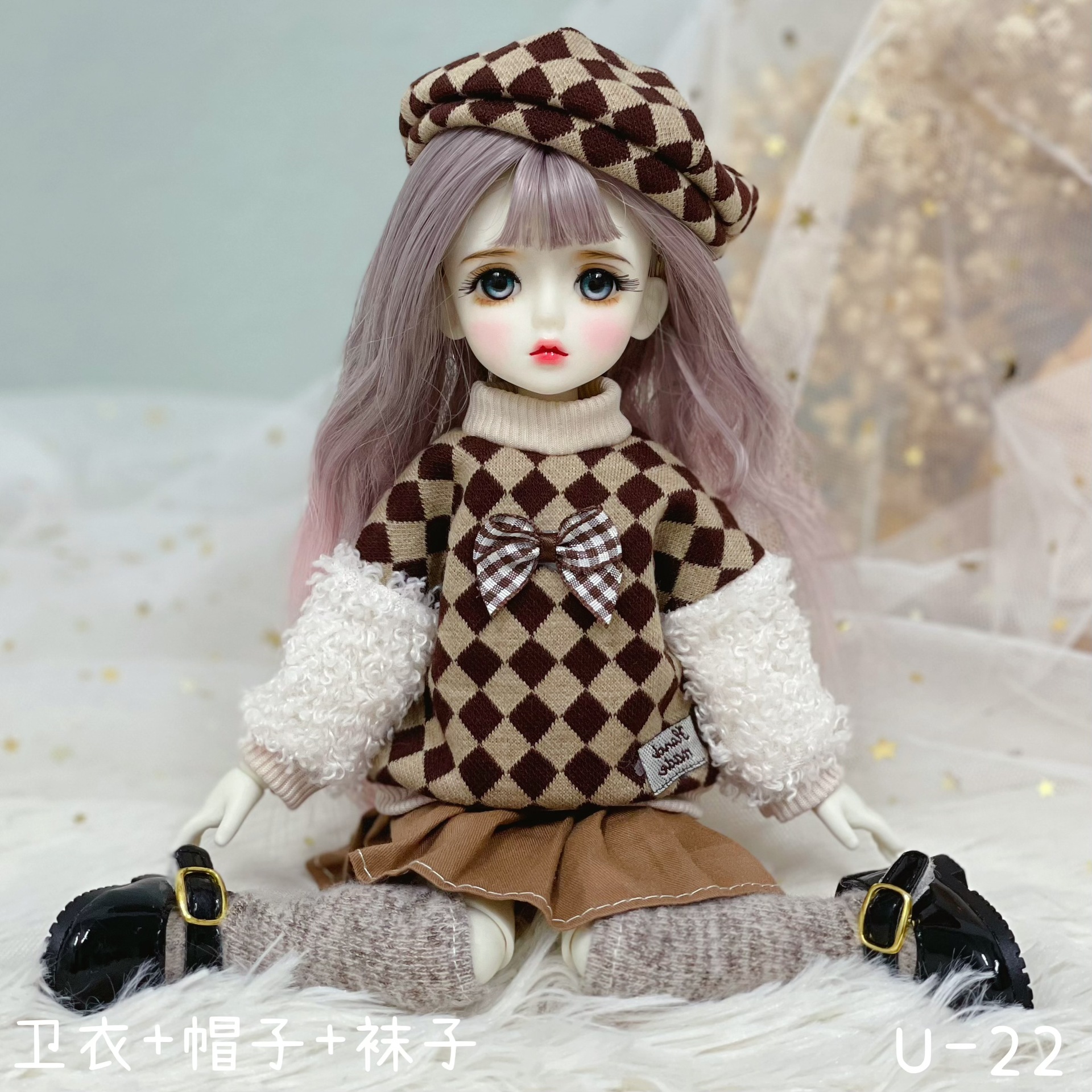6 points bjd doll dress-up clothes, 30 cm doll set dress, autumn and winter outfits, Lolita jk maid dress Item Picture