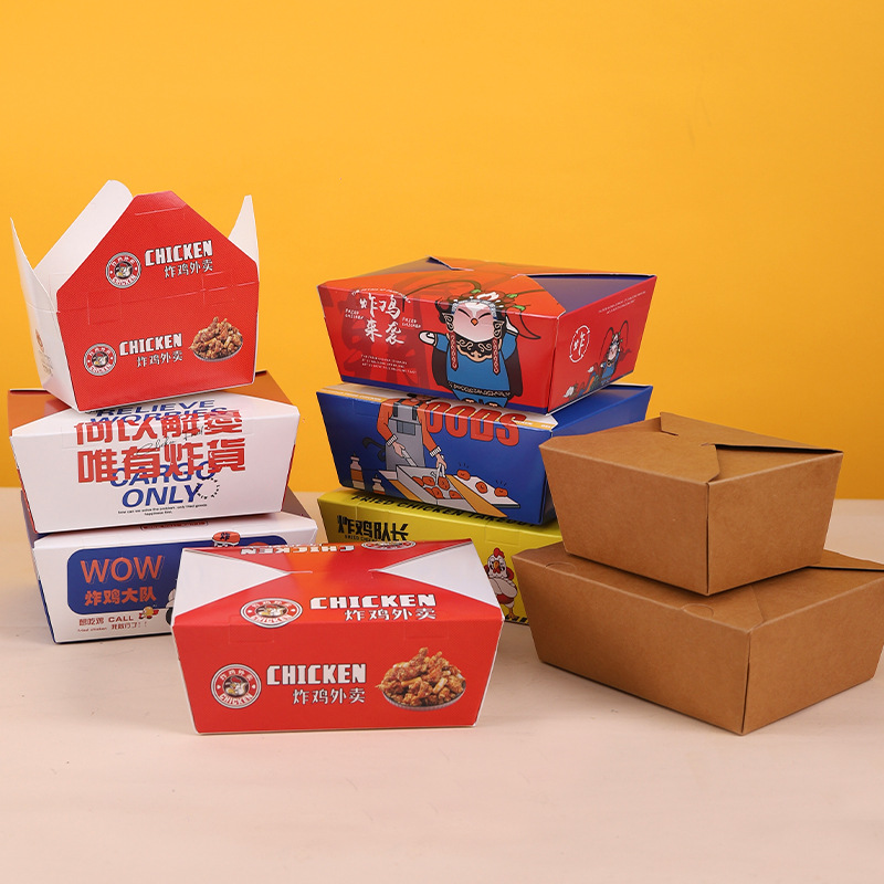 一次性食品级餐盒炸鸡打包盒外卖纸盒免折鸡排鸡腿防油包装盒详情图2