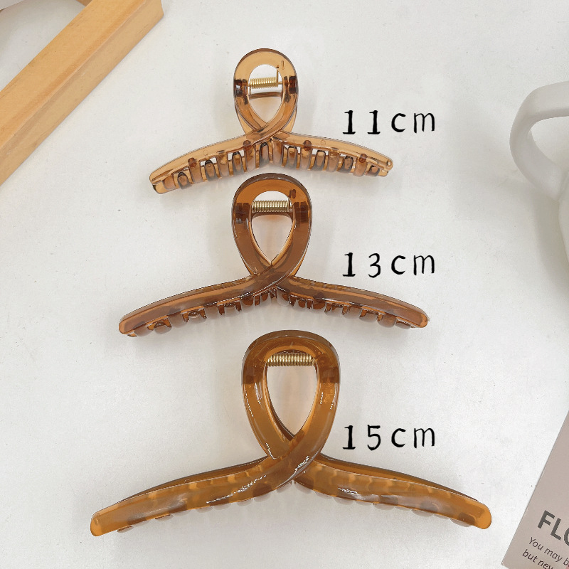 Large Shark With Jelly Colored Grab Clip Korean Acrylic Transparent Hair Clip French Back Head Bun Square Hair Accessories details Picture