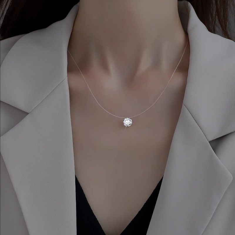 【 High Quality 】 Mermaid's Tear Invisible Necklace, Zircon Pure Silver Collarbone Chain, a Valentine's Day gift for your girlfriend Application Scenario