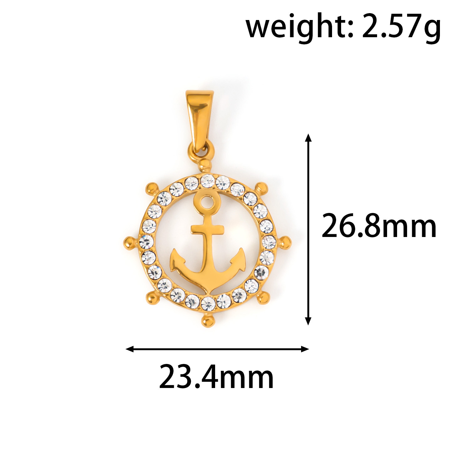 跨境新款简约不锈钢单吊坠蝴蝶结船舵船锚个性项链配饰挂件批发详情6