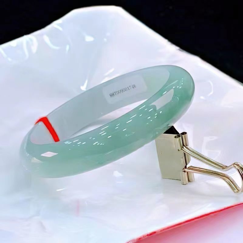 [With Certificate] Myanmar Jade Bracelet Old Pit Ice Waxy Kind Of Ring Blue Water Light Green Jade Bracelet Birthday Gift Application Scenario