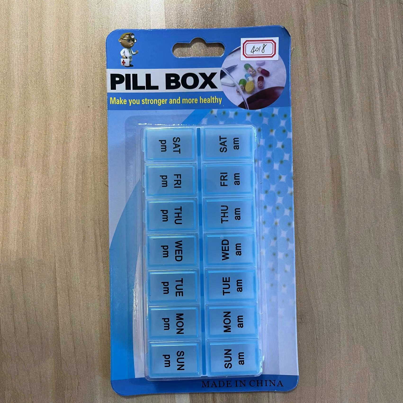 Portable Pill Box L Two-Row 14-Day Pill Box With Braille Portable 14-Cell Pill Box Rs-6504 details Picture