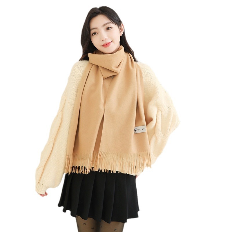 Cashmere Wool Scarf Female Autumn And Winter High-Grade Thick Solid Color Scarf With New Imitation Cashmere Scarf Wholesale Item Picture