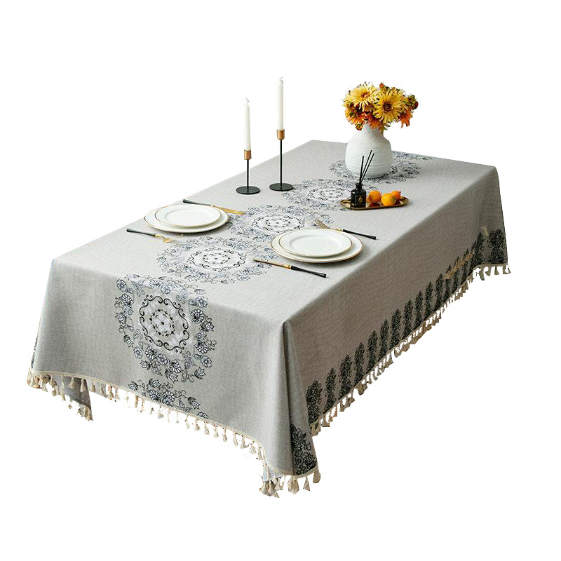 Nordic Table Cloth Waterproof Anti-Mimeographs Flower National Style Table Cloth Art Tea Table Cloth Banquet Rectangular Cross-Border Tablecloth Item Picture