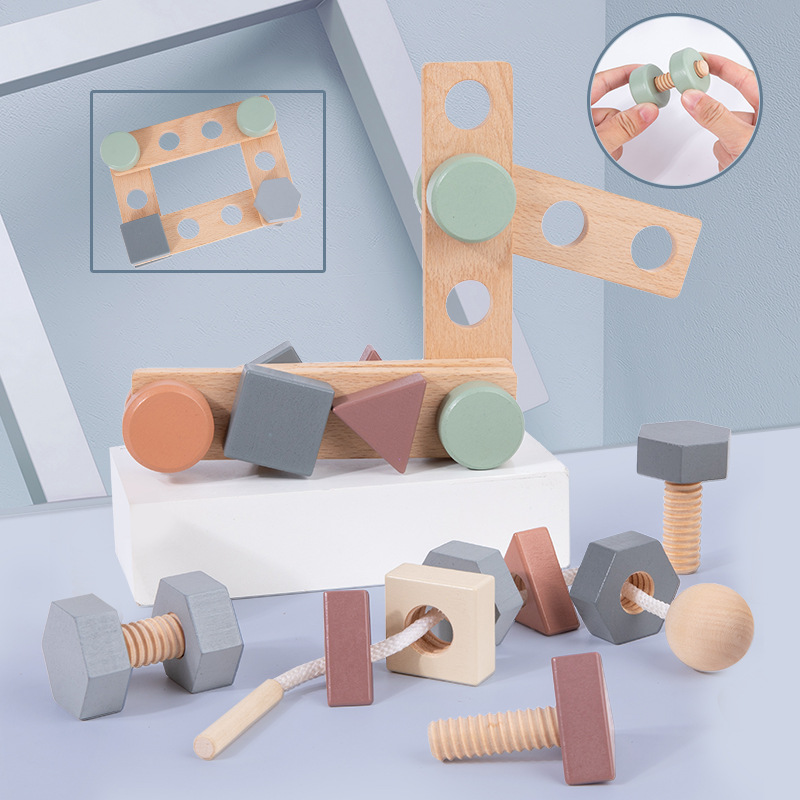 跨境抖音网红幼儿童益智早教启蒙拼装拆卸拧螺丝螺母组装积木玩具