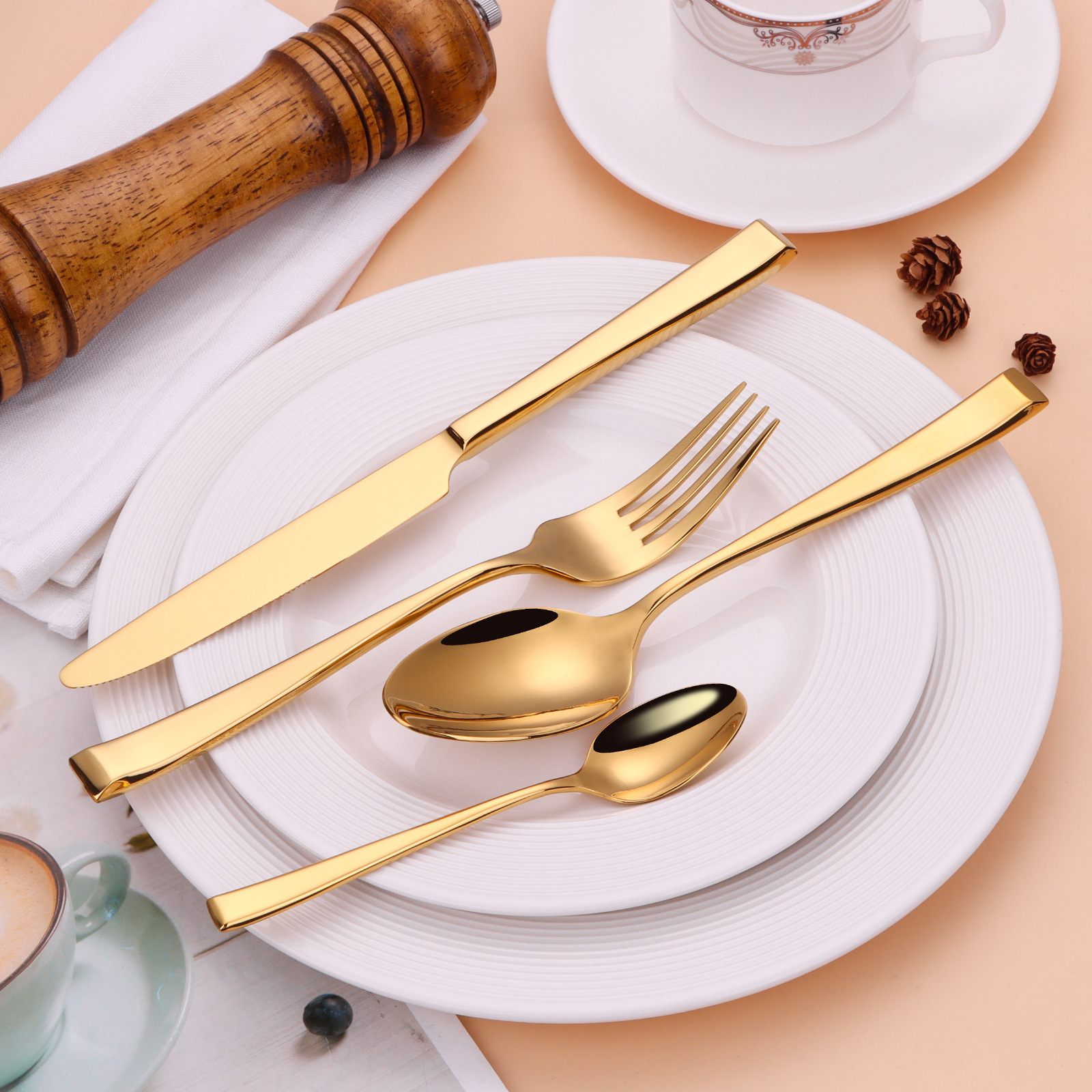 High-Grade Thickened 304 Stainless Steel Tableware Knife, Fork And Spoon Set Steak Knife And Fork Western Restaurant Hotel Supplies Wholesale Application Scenario