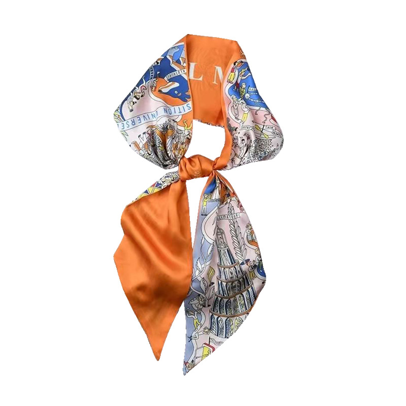 Spring and Autumn Korean versatile small silk scarf, women's narrow long scarf, scarf, belt, ribbon, bag decoration, ins ribbon Item Picture