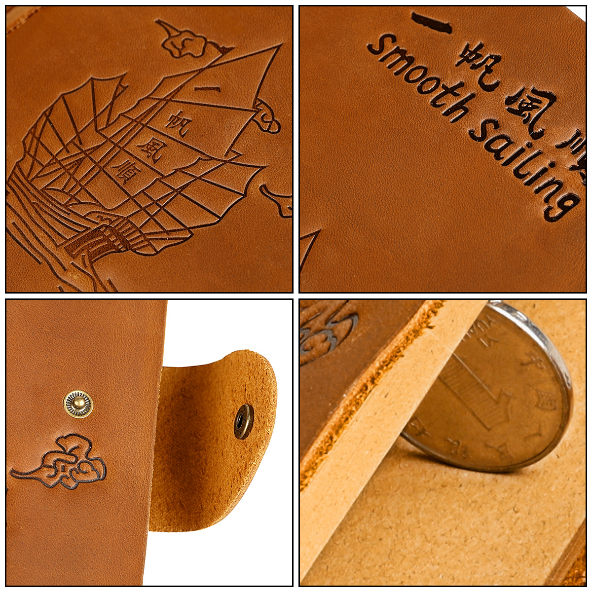 Factory Direct Retro Handmade Leather Notebook Smooth Sailing Creative Notebook Rose Notebook Item Picture