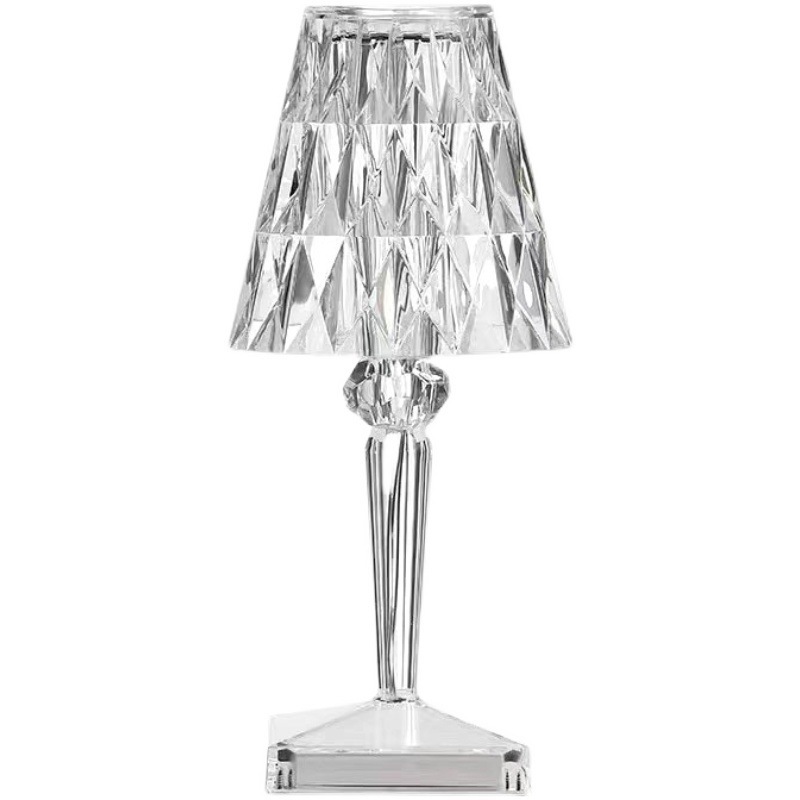 Italy Kartell Diamond Crystal Rechargeable Decorative Desk Lamp Usb Bedroom Bar Portable Touch Projection Night Light Item Picture