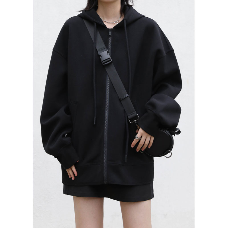 2022 Autumn new hooded, fleece and thickened hoodie, cardigan, women's spring and autumn mid-length women's wear Specification image