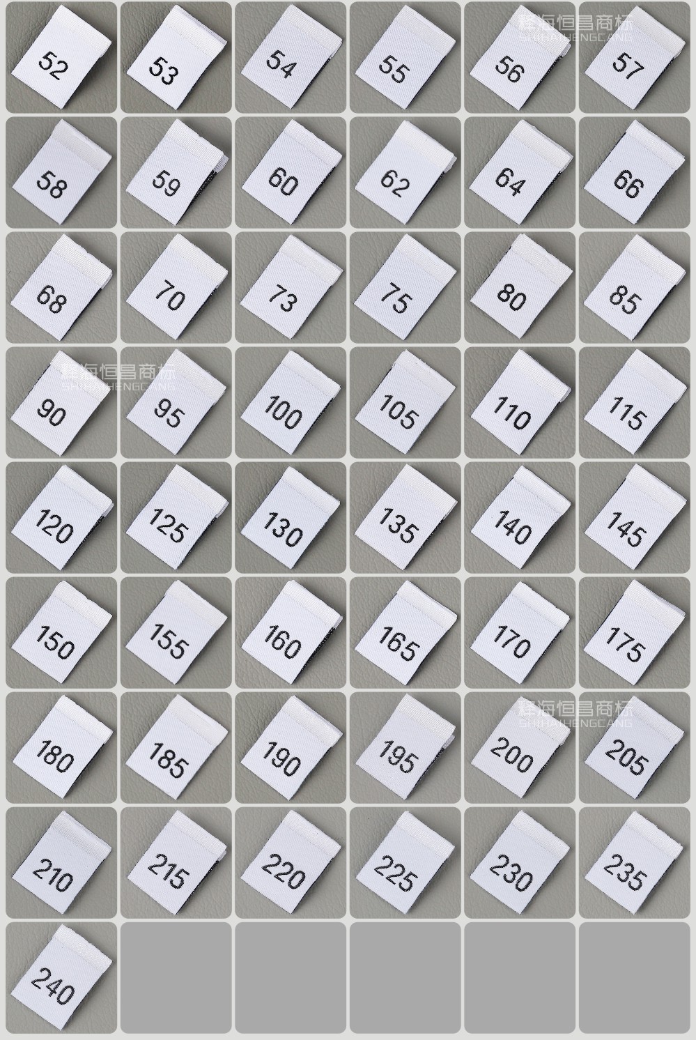 厂家织唛尺码标现货 高密对折字母数字号标 服装裙裤英文码唛定制详情22