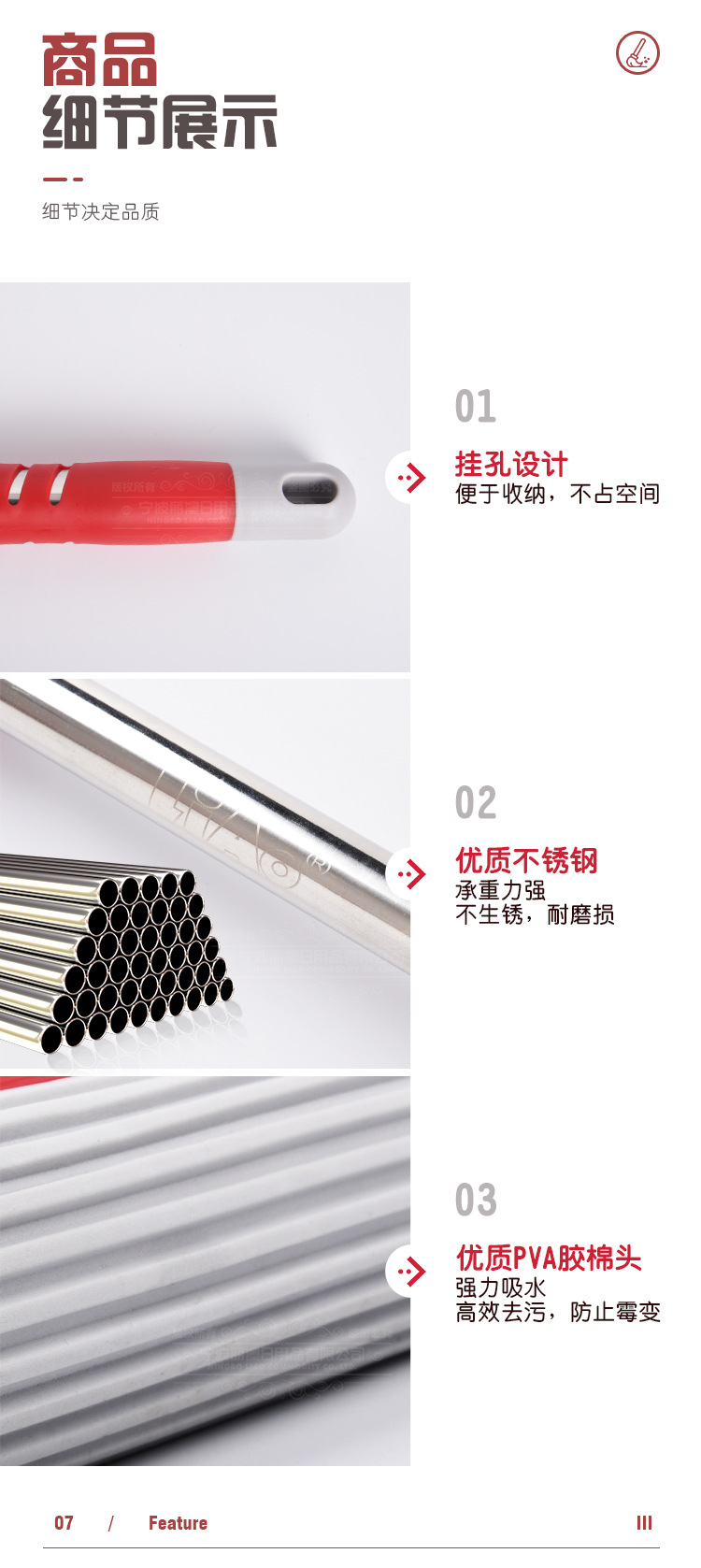 LIAO免手洗大号胶棉拖把双排滚轮海绵拖头不锈钢伸缩杆家用地拖清洁神器详情8