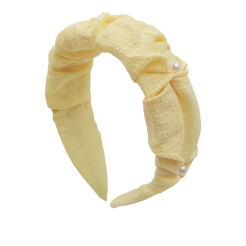 Qiwei Accessories Exclusive Summer headwear, hair accessories, headbands, versatile for women's outings, pearl inlays, high-end style, high top pearl headbands details Picture