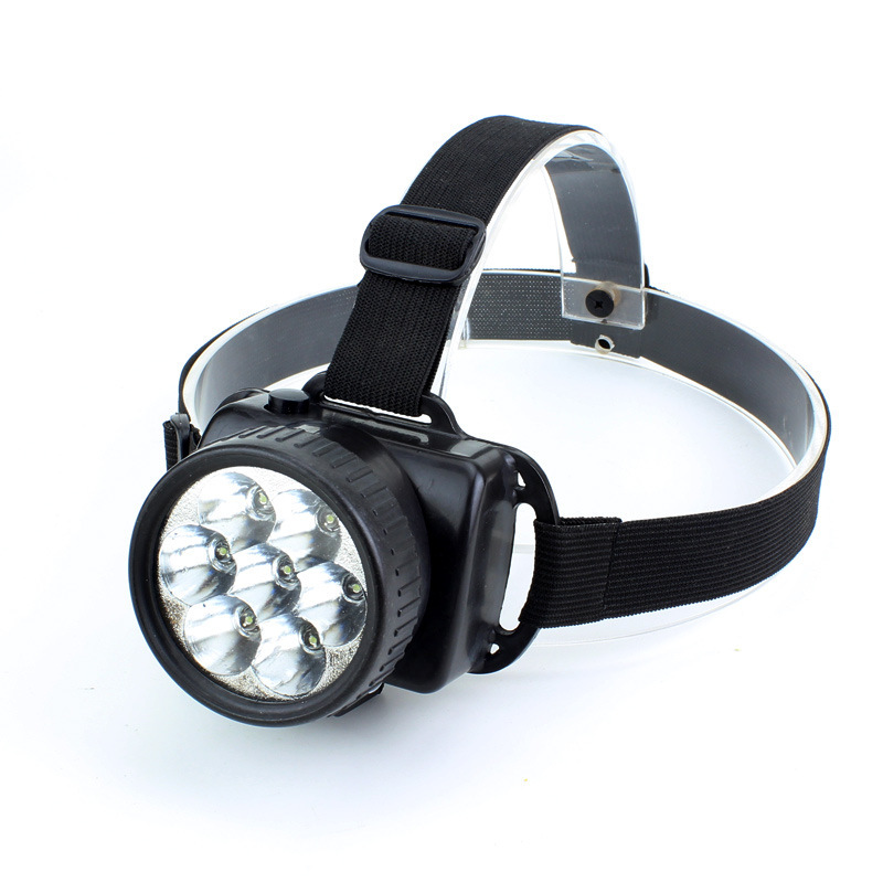 Factory direct sales of high-intensity LED outdoor fishing headlamps 7led camping lamps use AA batteries (non-rechargeable head-mounted type)