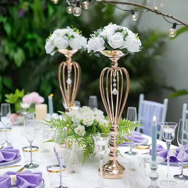European New Cross-Border Candlestick Flower For Wedding Table False Flower Stand Hotel Restaurant Flower Decoration Road Guide details Picture