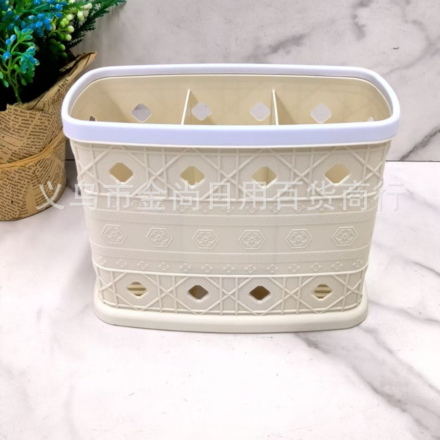 New diamond-shaped flower plastic three-compartment 筷笼 professional draining chopstick holder for kitchen and living room
