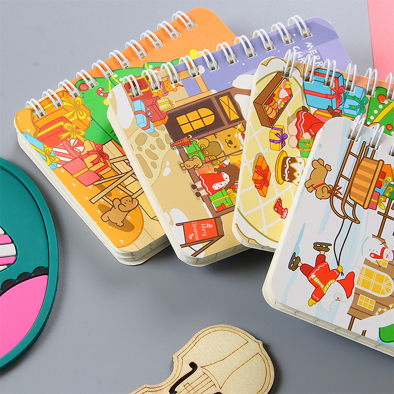 Christmas A7 Coil Book Mini Ledger Student Prize Gift Notebook Portable Office Notepad Diary Pen Specification drawing