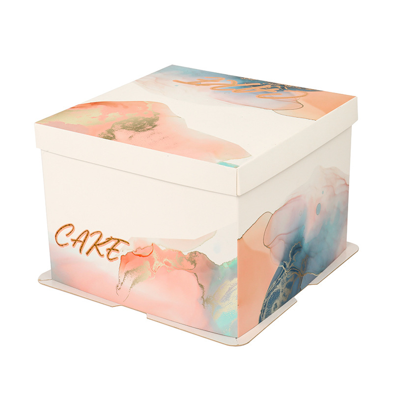 Factory direct supply of birthday cake boxes, 6, 8, 10, 12 inch single and double high-layer baking paper box packaging boxes wholesale Item Picture