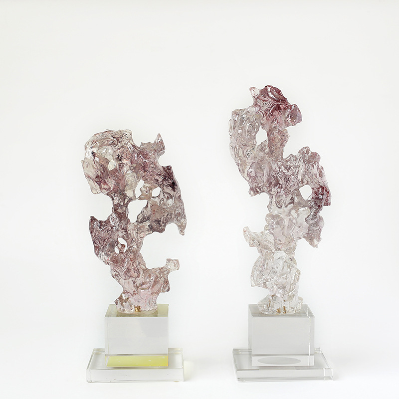 新中式创意透明树脂雕塑玄关电视柜书房摆件抽象仿水晶艺术摆台详情图5