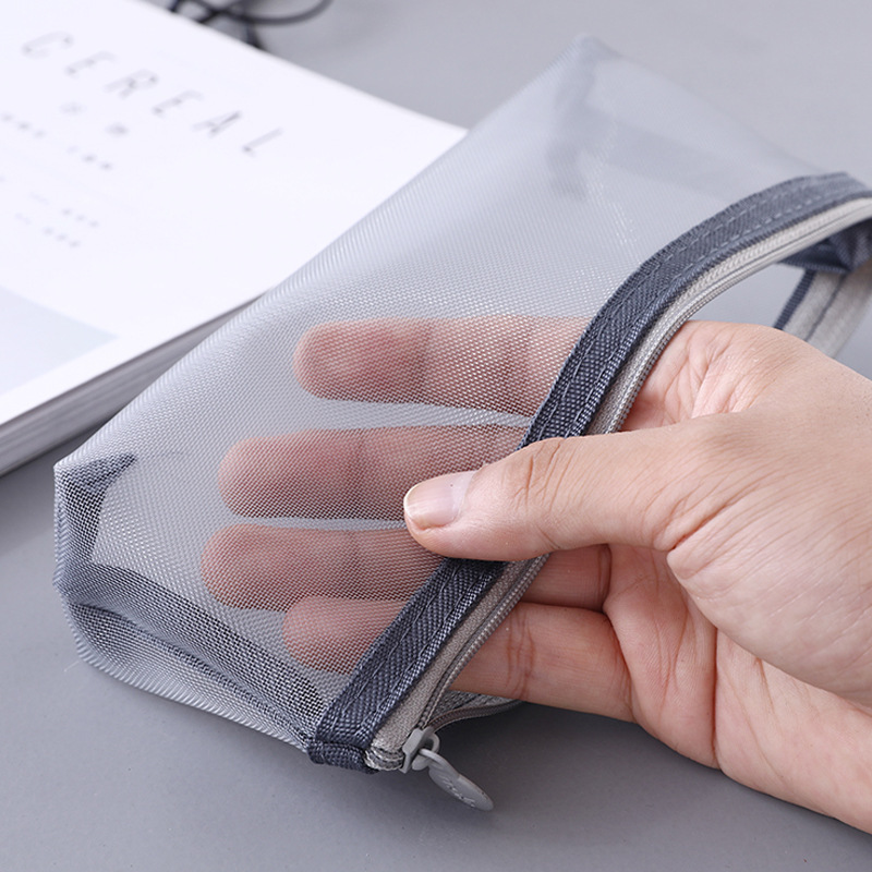 厂家直批丝网/简约透明笔袋/男女学生考试细节图