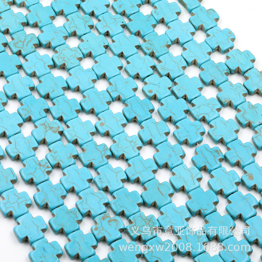 Synthetic Turquoise Cross Turquoise New Chinese Beaded Cross Pop Pine Diy Mobile Phone Chain Material Beads details Picture
