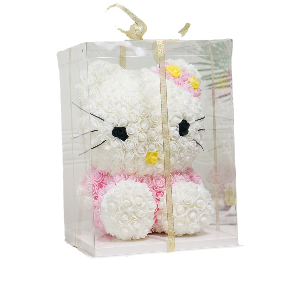 哈喽KT猫生日礼物批发七夕永生花花束教师节礼物玩具送女朋友礼盒白底实物图