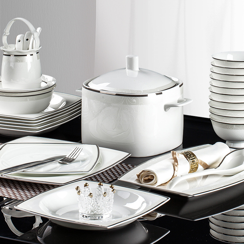 陶瓷碗创意个性家用大号碗筷面碗饭碗骨瓷餐具十个碗十个盘