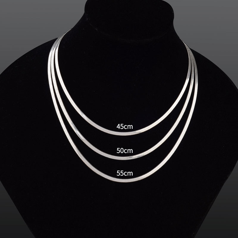 Blade Wide Snake Bone Chain Titanium Steel Thin Encrypted Snake Chain Simple Snake Bone Necklace Male Vegetarian Chain Advanced Collarbone Chain Personality Specification drawing