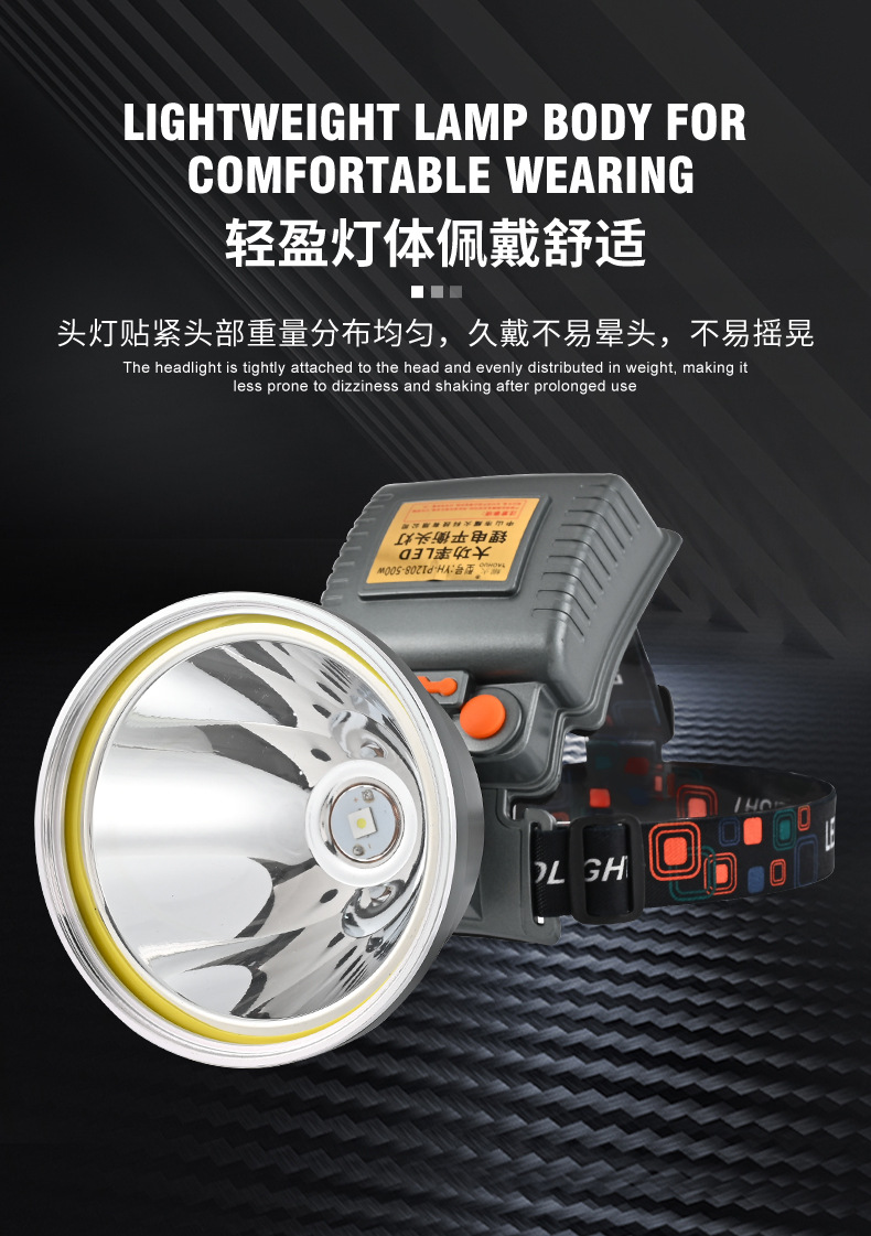 工厂批发 耀火头灯超亮激光炮电筒 长续航防水感应白光黄光钓鱼灯详情3