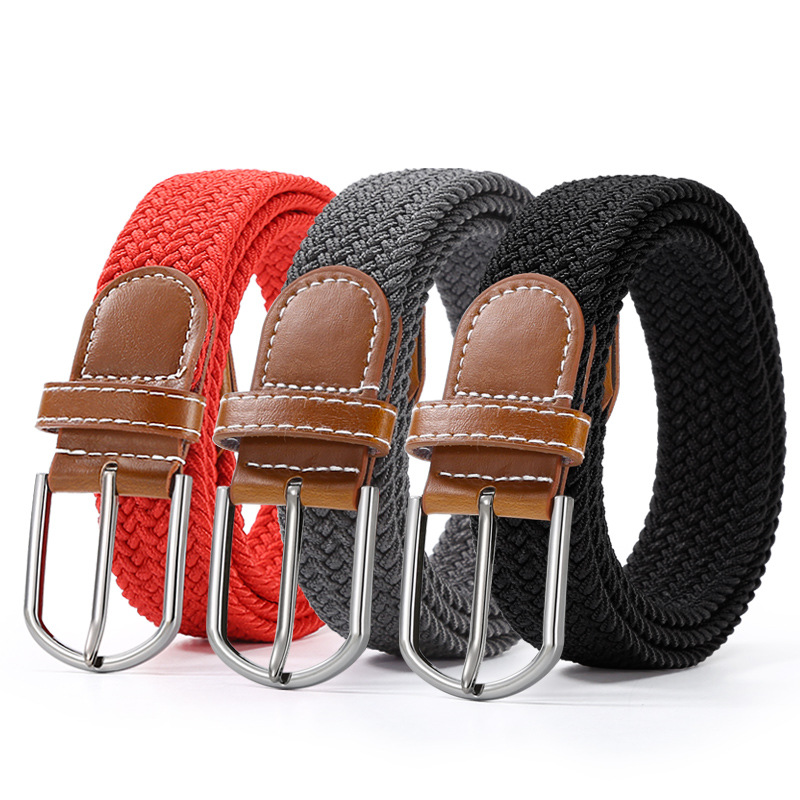 Wholesale of popular casual women's belts, fashionable multi-color and versatile elastic pin buckle belts, and men's elastic woven belts