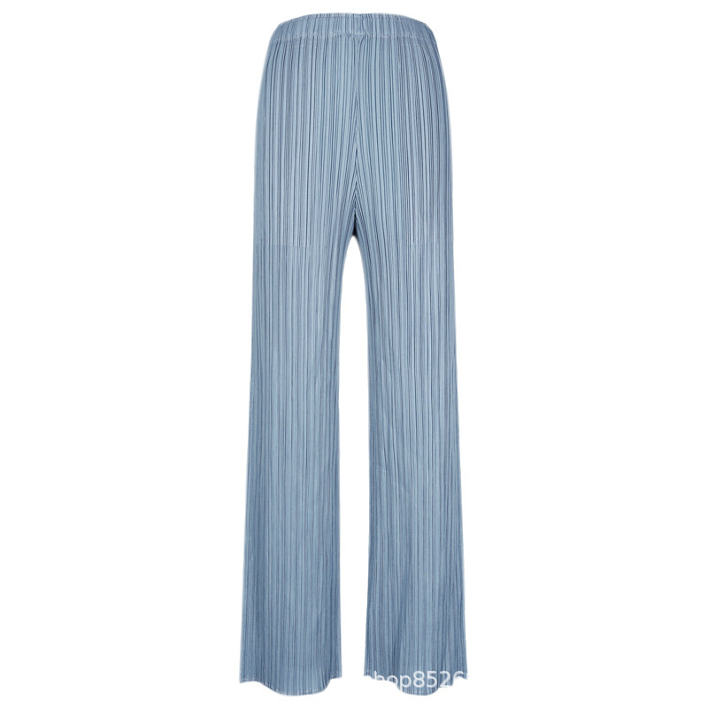 Spring And Summer Casual Pants Women Simple Loose Comfortable Stretch Casual Pants Women's Pleated Pants Straight Pants Miyake Solid Color details Picture