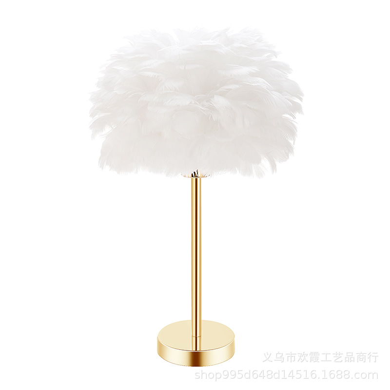 Feather table lamp, Nordic living room, bedroom, ins girl, princess room, warm and romantic, popular bedside standing table lamp Item Picture