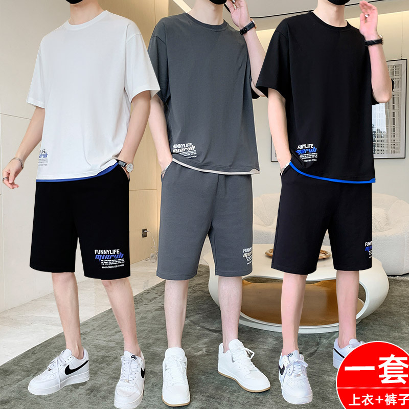 New men's casual sportswear set: Men's summer short-sleeved T-shirt and shorts. No need to pair it with a cool summer men's outfit Specification image