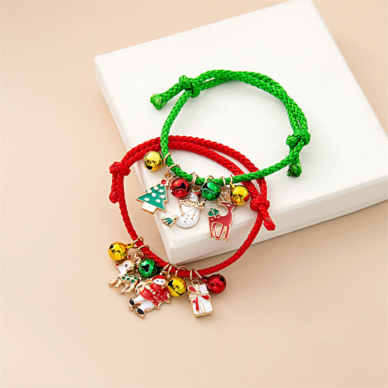Cross-border European and American Christmas reindeer bell bracelet cartoon oil drip adjustable Santa Claus cane candy bracelet wholesale details Picture