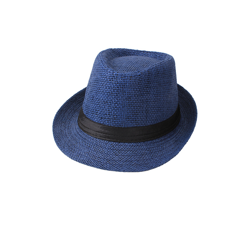 Summer Straw Solid Color Top Hat Jazz Hat Senior Men's Top Hat Breathable Sun Hat Grass Hat Item Picture