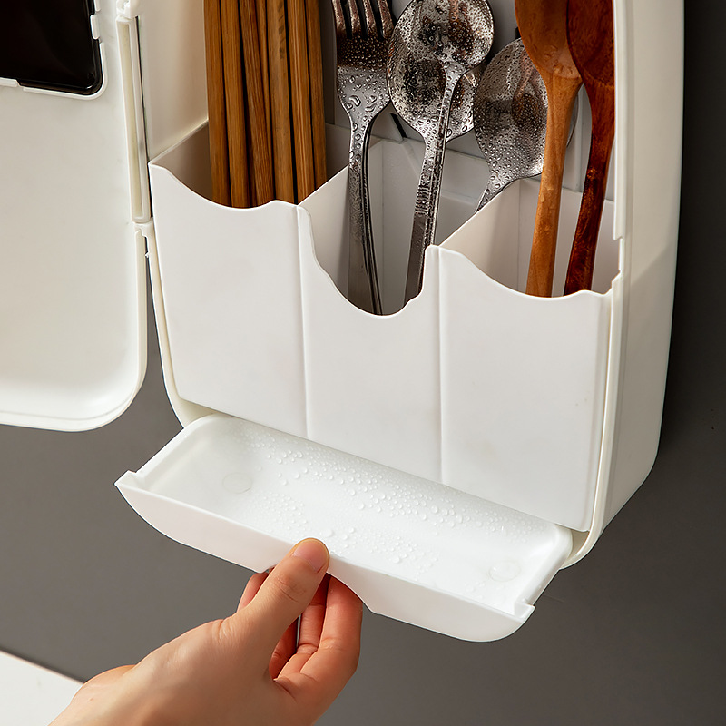 Sterilized chopsticks holder household bucket wall hanging kitchen storage box Chopsticks basket storage rack Family 2024 new fast cage 01227-139 Application Scenario