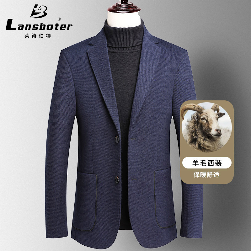 Leishbert Autumn and winter thick wool suit for men, trendy and slimming wool mini suit for men, woolen jacket top details Picture