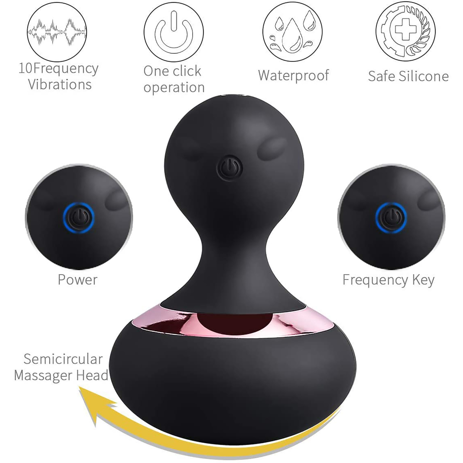Silicone waterproof magnetic charging gourd vibrator, 10-frequency women's device vibration, adult sex toy details Picture