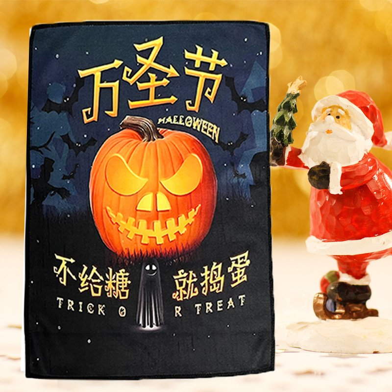 Christmas Gift Towel 32*45 Microfiber Printed Absorbent Face Towel Halloween Kitchen Hand Towel Custom details Picture