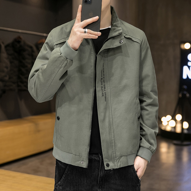 Autumn jacket for men: Korean style, loose and casual, stand-up collar jacket embroidered 2023 new stylish jacket for men details Picture