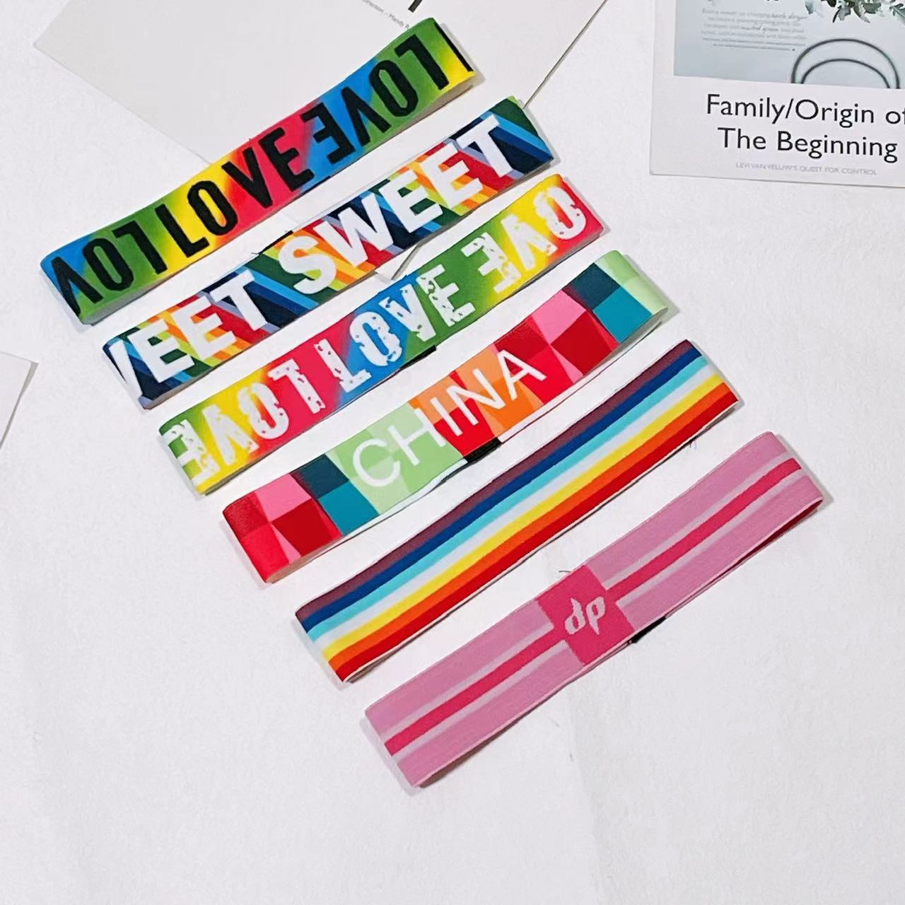 Rainbow headband for the gymnastics student sports meeting, anti-slip, Korean cool street dance accessory, hip-hop street dance headband