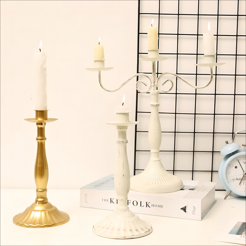 欧式复古单头三头五头蜡烛台摆件酒店婚庆烛台专用西餐厅烛光晚餐